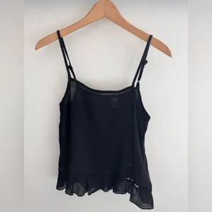 H&M Divided Black Ruffle Hem Tank Top Size‎ 4 thumbnail 2