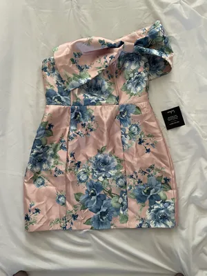Lulus Soiree Darling Pink Floral Bow Off-the-Shoulder Mini Dress thumbnail 6