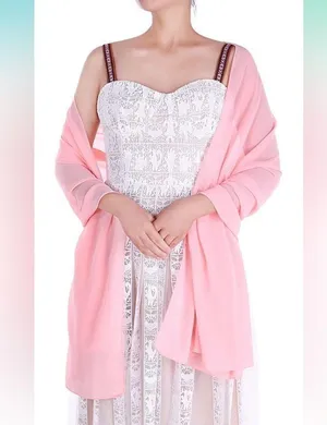 NEW Shawl Chiffon Bridal Evening Soft Wrap Scarf PINK 28x68” thumbnail 2