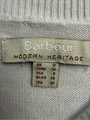 Barbour White Knit Sweater with Cream Label Detail thumbnail 4