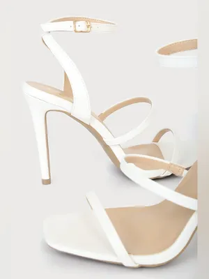 Lulus Leticiya White Ankle-Strap High Heel Sandals thumbnail 4
