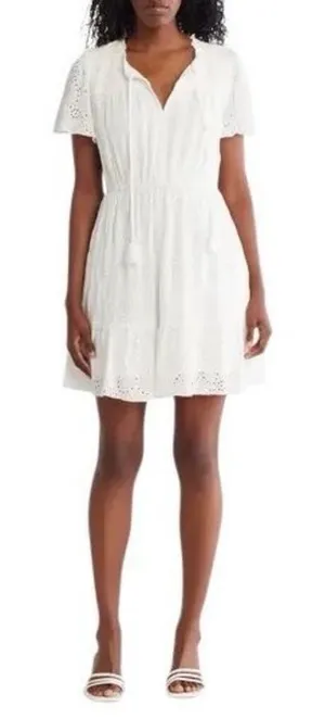 Lovestitch smocked eyelet mini dress Small thumbnail 1