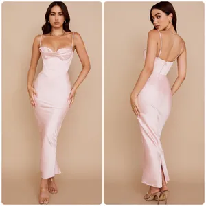 House of CB Charmaine Corset Blush‎ Pink Maxi Sleeveless Dress Large Back Slit thumbnail 2