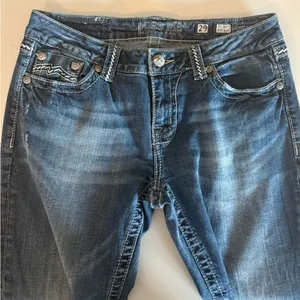 MISS ME Denim Easy Boot Thick Stitch Bling Studded Pockets Blue Jeans Size 29 thumbnail 3