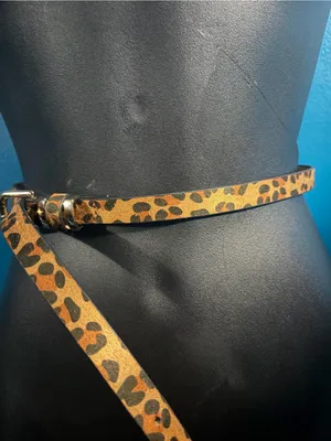 41 inch Leopard Print Faux Leather Women's Belt with Gold Buckle thumbnail 5