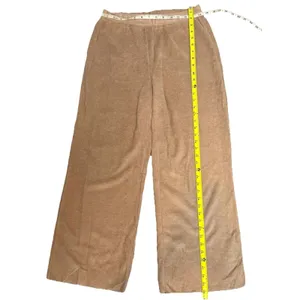 Zara Wide Leg Pants Beige Elastic Waist Flowy Lounge Minimalist M thumbnail 6