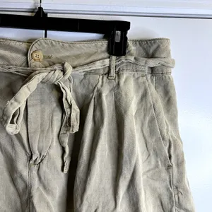 Faherty Arlie Tie Waist Linen Shorts Oakwood Khaki Size XL thumbnail 3