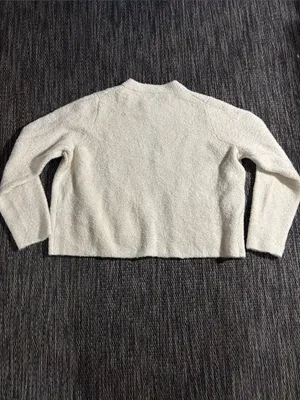 J. Crew Bouclé Lady Cardigan Sweater Wool Alpaca Blend Textured Cream Size Large thumbnail 2