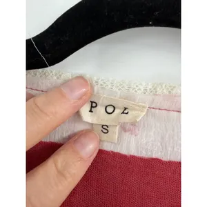 POL V-Neck Cotton Flower Patch Top Women Small Brick Red Lace Boho Cottagecore thumbnail 3