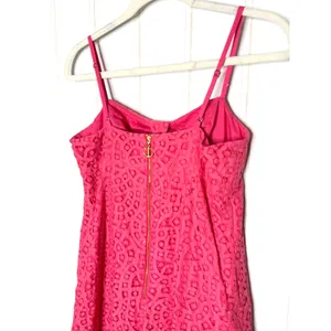 Lilly Pulitzer Pink Lace Mini Dress Sweetheart Anchor Zipper Summer Party Dress thumbnail 4