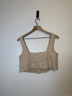 Anthropologie‎ Flate White Crop Square Neck Tank thumbnail 4