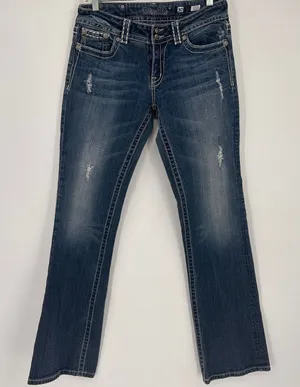 Miss Me JP5129 Boot Cut Fleur De Lis Embellished Jeans Size 30 thumbnail 1