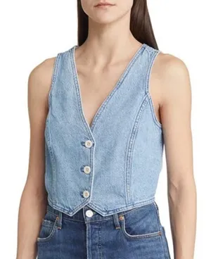Madewell Katrina Denim Crop Vest Top thumbnail 1