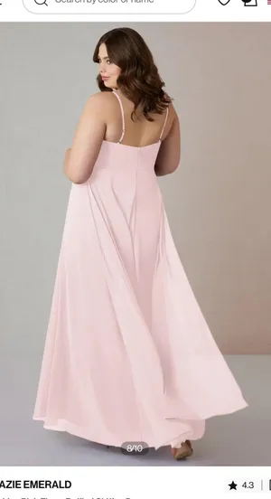 Azazie Blushing Pink Bridesmaid Dress thumbnail 2