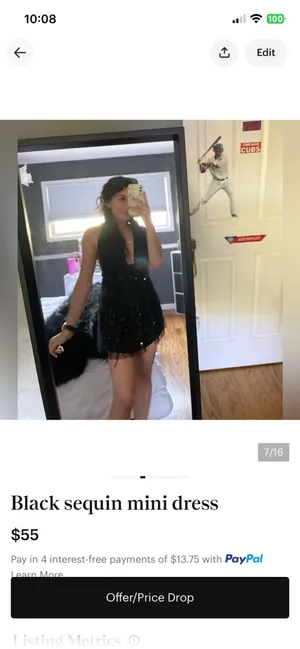 Black sequin mini dress thumbnail 7