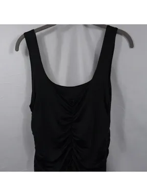 Women’s Black Ruched Bodycon Midi Dress Size Medium thumbnail 7