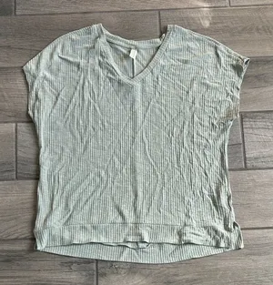 Hayden V-Neck Ribbed Tee - Light Green thumbnail 1