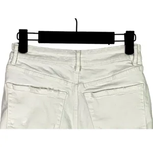 ZARA Cutoff Distressed Jean Shorts Raw Ripped Hem High Rise Pockets 2 White thumbnail 8