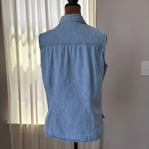 90s Vintage Bill Blass Denim Top M Button Front Western Cottage Coastal Grandma thumbnail 13