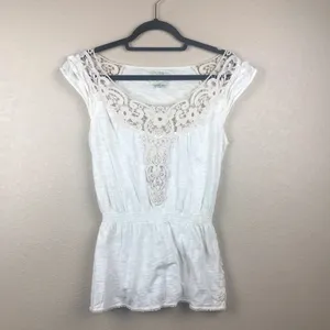 Anthropologie Crochet White Deletta Blouse thumbnail 2