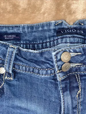 Vigoss Medium Blue Bootcut Jeans with Embroidered Back Pockets thumbnail 3