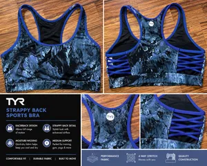 TYR Active Marbled Print Strappy Back Sports Bra thumbnail 2