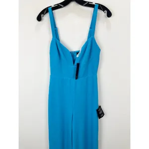 Lulus Brighton Bright Blue Plunge Wide-Leg Jumpsuit Formal Cocktail Small NWT thumbnail 7