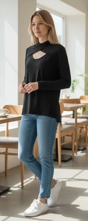 Maurices 24/7 Long Sleeve Cut Out Top thumbnail 1