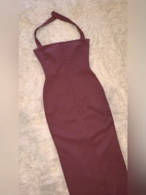 NEW HOUSE OF CB Mia Mulberry Twill Halter Maxi Dress sz XS thumbnail 7