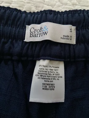 Croft & Barrow Navy Drawstring Wide-Leg Flowy Lightweight Pants Coastal Size S thumbnail 2