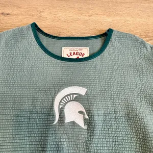 League Michigan State Spartans Textured‎ Waffle Knit Sweatshirt Green Medium M thumbnail 3