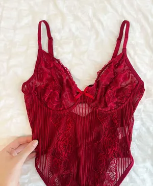 STUNNING LACE BODYSUIT Red Size L thumbnail 2
