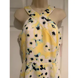 Katherine Kelly‎ Kennedy Dress 6 Yellow Floral Halter Sheath Seaside Breeze NWT thumbnail 3