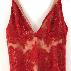 Free People Night Shimmers‎ Lace Sequined D Red thumbnail 3
