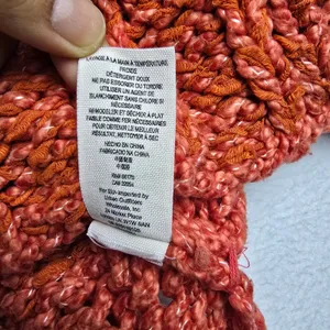 Free People Chunky‎ Knit Tunic Sweater Orange Red Marled V-Neck Oversized Small thumbnail 6