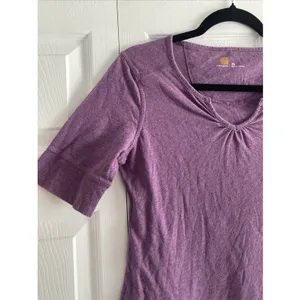 Carhartt Notched V-Neck T-Shirt Womens Size XS Purple Short Sleeve Cotton thumbnail 4