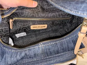 NWT True Religion Denim Embroidered Horseshoe Shoulder Bag Hobo Y2K Streetwear thumbnail 12