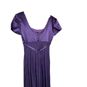 1001 Nights Vintage Purple Satin Empire Waist Maxi‎ Dress Short Sleeve Size 5/6 thumbnail 7