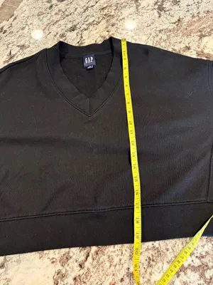 Gap Black V Neck Cropped Sweatshirt Small Oversized Boxy Pullover thumbnail 7