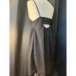 No Boundaries Black Babydoll Mini Dress Keyhole Tie Smocked‎ Back XS 0-2 thumbnail 4
