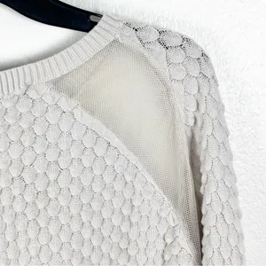 FRENCH CONNECTION Off White Wool Blend Mesh Sleeves Textured Sweater Small thumbnail 8