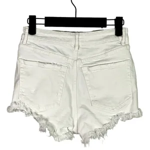 ZARA Cutoff Distressed Jean Shorts Raw Ripped Hem High Rise Pockets 2 White thumbnail 4
