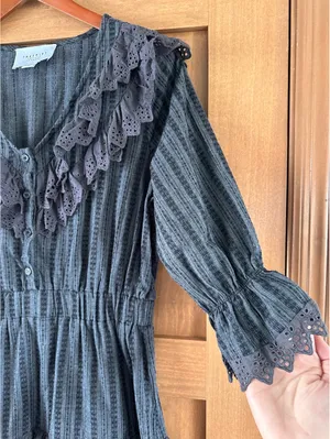 The Shirt by Rochelle Behrens The Nicky Ruffle Dress Black Eyelet Women’s Large thumbnail 5