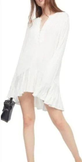 Free People Women's XS Your Girl Ruffle Tunic Dress White Boho Flowy Casual thumbnail 1