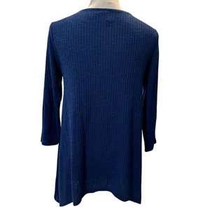 New Direction Women's Dark Blue Ribbed Long Sleeve Tunic Sweater S thumbnail 4