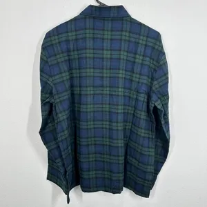 J. Crew Plaid Button Down Pajama Shirt Top Long‎ Sleeve Cotton Blue Green M NWT thumbnail 5