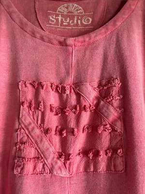 Vintage Produce Studio Pink Cotton Maxi Dress L Lagenlook Art to Wear thumbnail 5