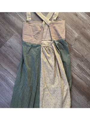 VTG KIND KLOTHING Boho Hippie Patchwork Maxi Dress Floral Straps Beige Green S M thumbnail 8