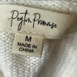 Peyton Primrose Lightweight Nautical Striped Cotton Henley Sweater Ivory Navy M thumbnail 4