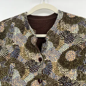 Women's Jacket Quilted Reverses Me Chocolate Coffee Brown Pattern Art Wear Boho thumbnail 2